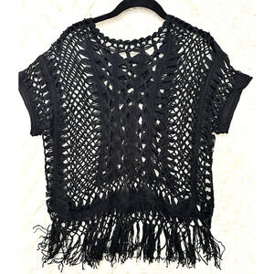 Hayden Small Open Crochet Fishnet Sheer Black Goth Whimsi Witchy Festival Boho